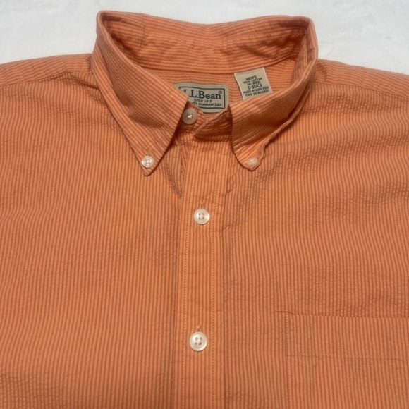 LL Bean Men’s Short Sleeve Burnt Orange Check Shirt 100% Cotton - Picture 3 of 8